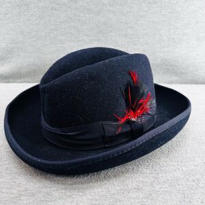 St. Patrick Black Hat with Red Feather Accent